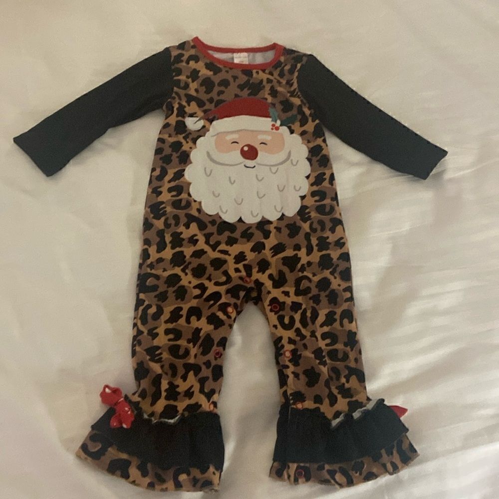 Boutique Cheetah Santa Jumper 18 Months Penelope Plumm